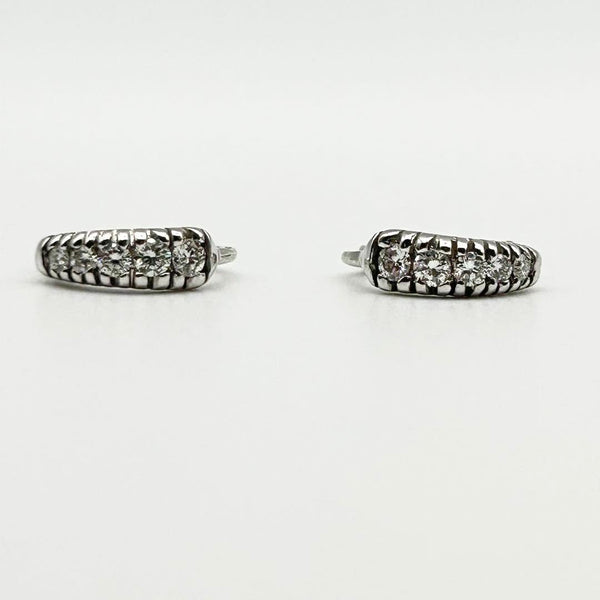 K18 White Gold Diamond Huggie/Hoop Earrings
