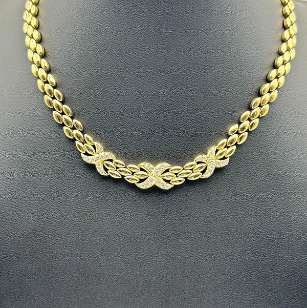 K18 Yellow Gold Diamond Motif Collar Necklace