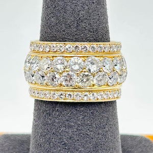 K18 Yellow Gold Multi-Row Diamond Band Ring