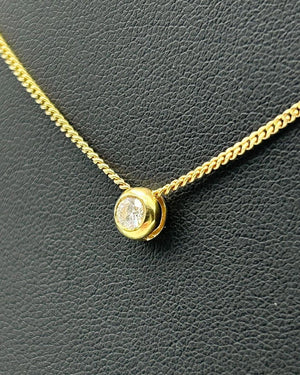 K18 Yellow Gold Solitaire Diamond Bezel Necklace