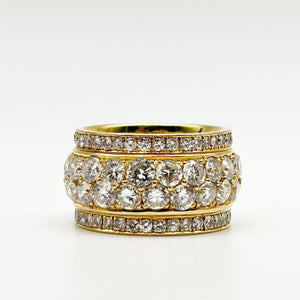 K18 Yellow Gold Multi-Row Diamond Band Ring