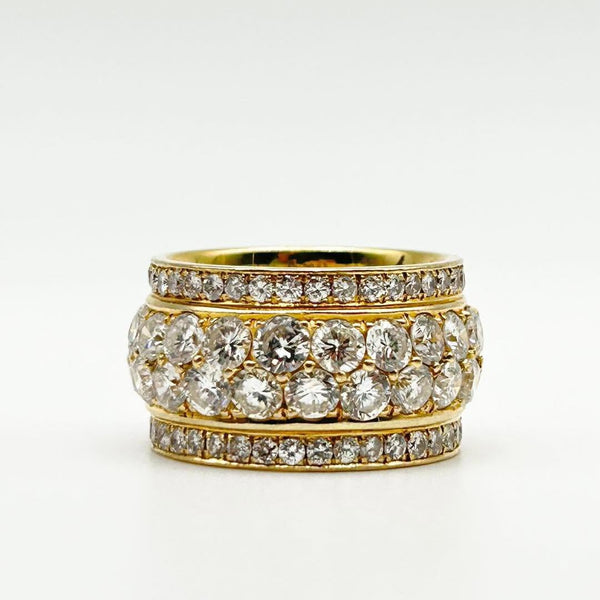 K18 Yellow Gold Multi-Row Diamond Band Ring