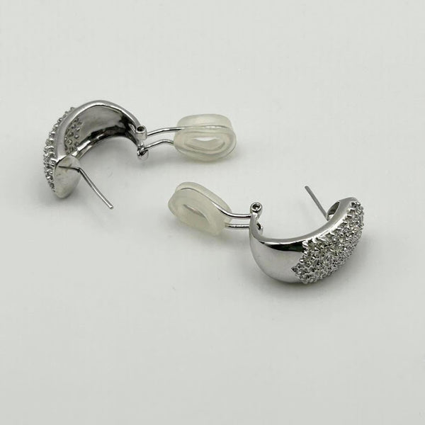 K18 White Gold Diamond Pavé Huggie/Clip Earrings