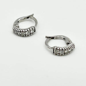 K18 White Gold Diamond Huggie/Hoop Earrings