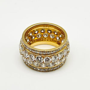 K18 Yellow Gold Multi-Row Diamond Band Ring