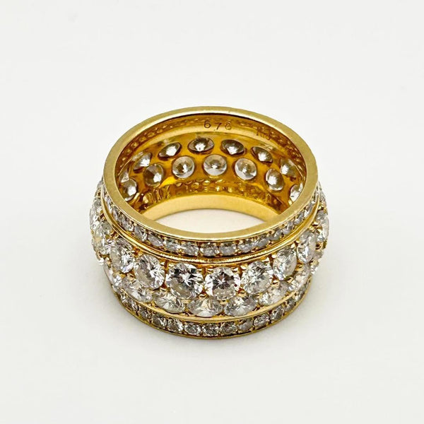 K18 Yellow Gold Multi-Row Diamond Band Ring