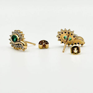 K18 Yellow Gold Emerald & Diamond Earrings