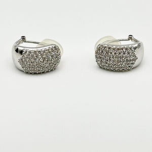 K18 White Gold Diamond Pavé Huggie/Clip Earrings