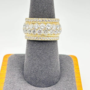 K18 Yellow Gold Multi-Row Diamond Band Ring
