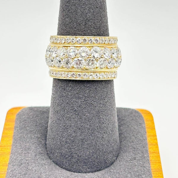 K18 Yellow Gold Multi-Row Diamond Band Ring