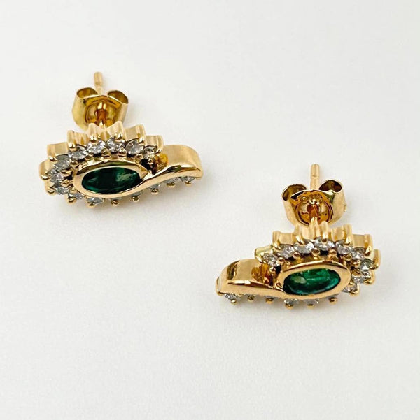 K18 Yellow Gold Emerald & Diamond Earrings