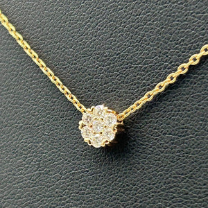 K18 Pink Gold Diamond Cluster Pendant Necklace