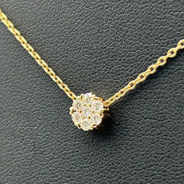 K18 Pink Gold Diamond Cluster Pendant Necklace