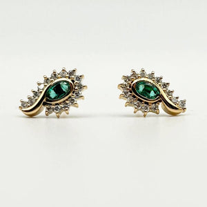 K18 Yellow Gold Emerald & Diamond Earrings