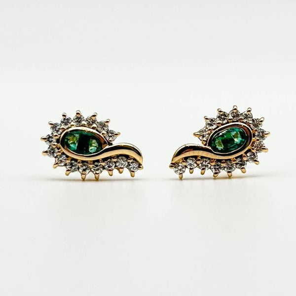 K18 Yellow Gold Emerald & Diamond Earrings