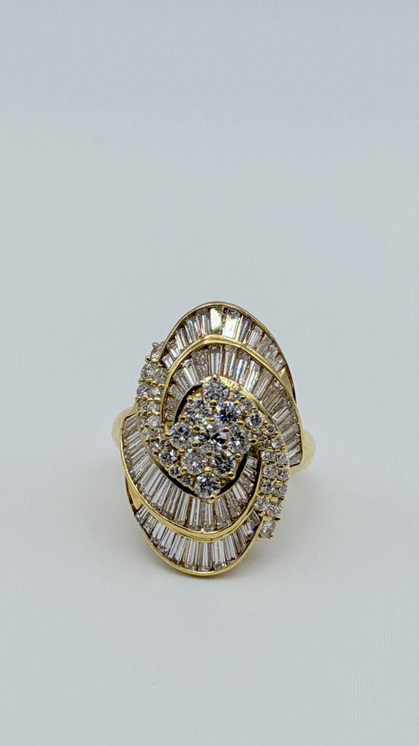 K18 Yellow Gold Spiral Diamond Statement Ring