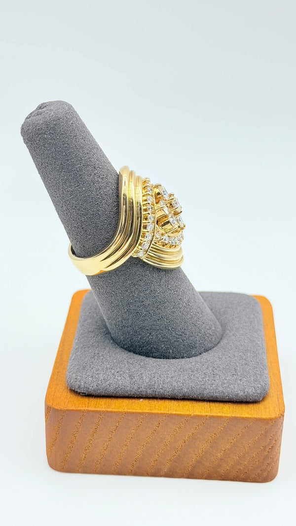 K18 Yellow Gold Diamond Cluster Statement Ring