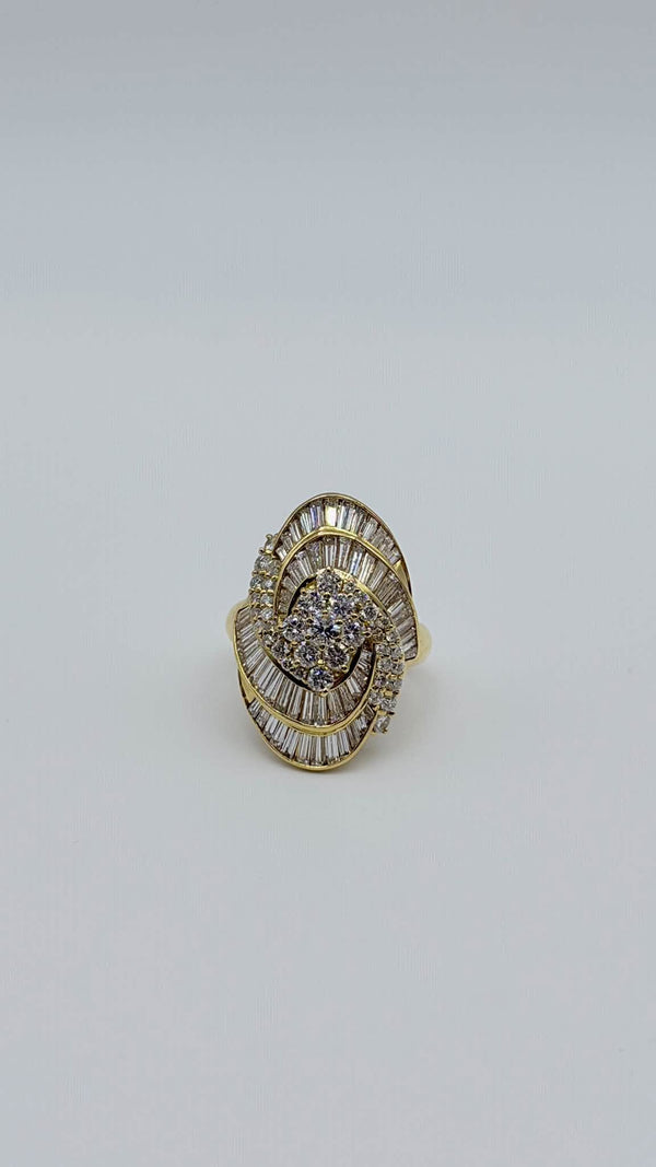 K18 Yellow Gold Spiral Diamond Statement Ring