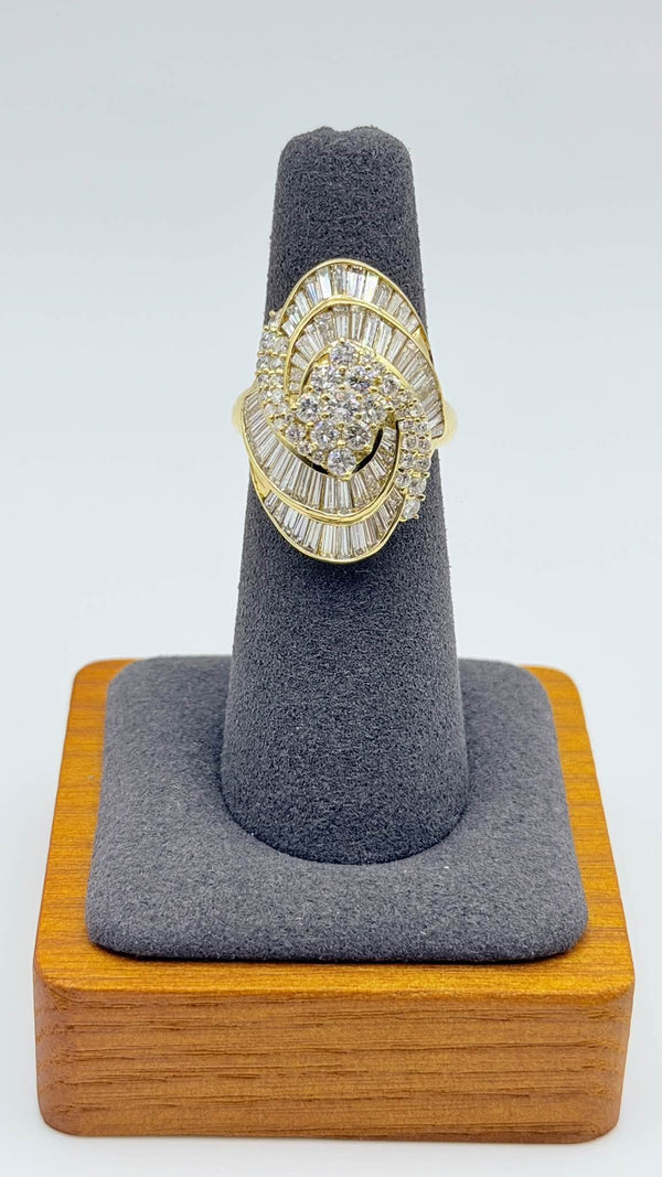 K18 Yellow Gold Spiral Diamond Statement Ring