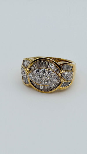 K18 Yellow Gold Multi-Diamond Statement Ring