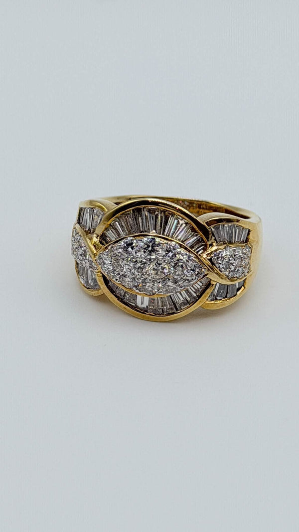 K18 Yellow Gold Multi-Diamond Statement Ring