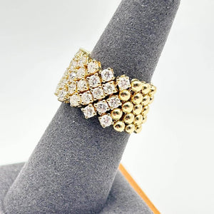 K18 Yellow Gold Multi-Row Diamond Band Ring