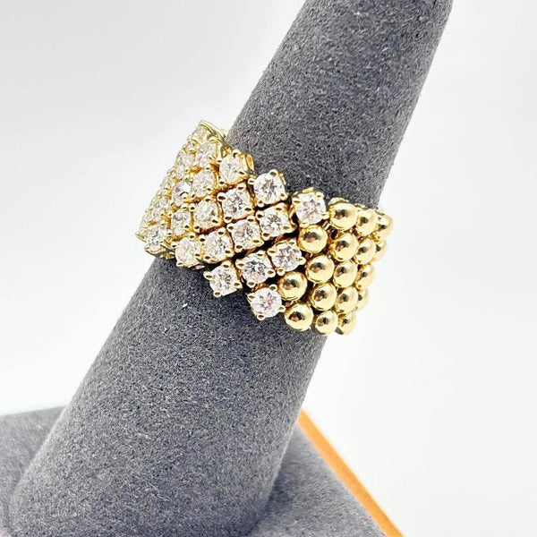 K18 Yellow Gold Multi-Row Diamond Band Ring