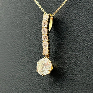 K18 Yellow Gold Diamond Solitaire & Accent Pendant Necklace