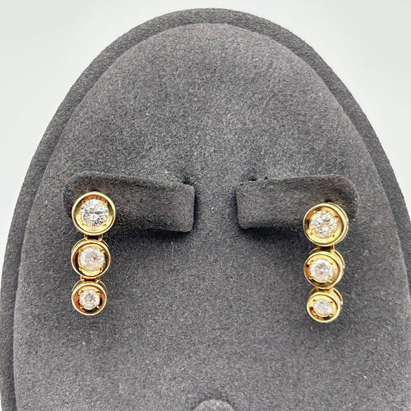 Luxurious K18 Yellow Gold Diamond Drop Earrings