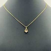 K18 Yellow Gold Geometric Diamond Pendant Necklace
