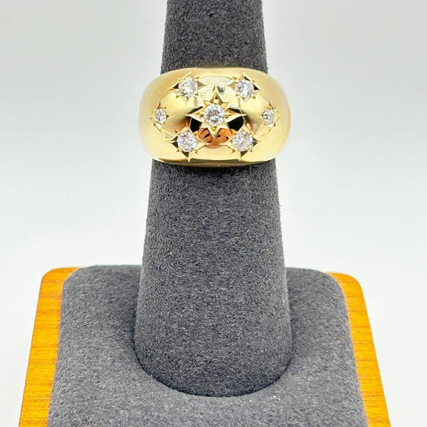 K18 Yellow Gold Diamond Starburst Dome Ring