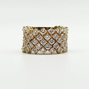 K18 Yellow Gold Multi-Row Diamond Band Ring