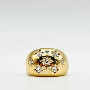 K18 Yellow Gold Diamond Starburst Dome Ring