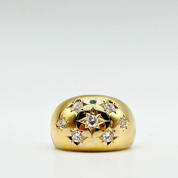 K18 Yellow Gold Diamond Starburst Dome Ring