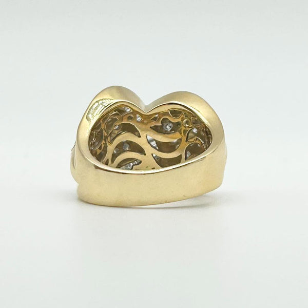K18 Yellow Gold Diamond & Baguette Crossover Statement Ring