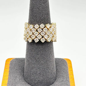 K18 Yellow Gold Multi-Row Diamond Band Ring