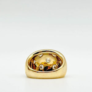 K18 Yellow Gold Diamond Starburst Dome Ring