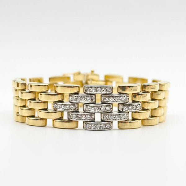 Chiampesan Two-Tone 18K Yellow & White Gold Diamond Link Bracelet (750)