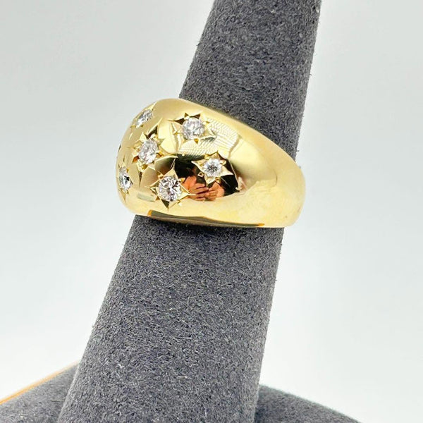 K18 Yellow Gold Diamond Starburst Dome Ring