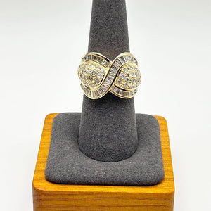 K18 Yellow Gold Diamond & Baguette Crossover Statement Ring