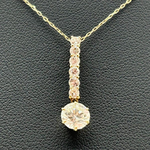 K18 Yellow Gold Diamond Solitaire & Accent Pendant Necklace