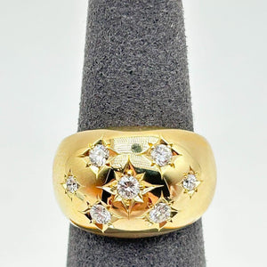 K18 Yellow Gold Diamond Starburst Dome Ring