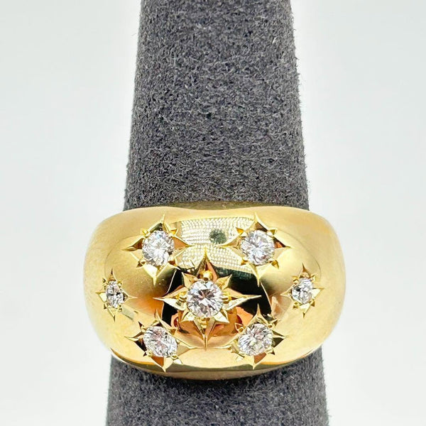 K18 Yellow Gold Diamond Starburst Dome Ring