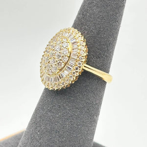 K18 Yellow Gold Oval Cluster Diamond Ring