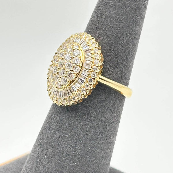 K18 Yellow Gold Oval Cluster Diamond Ring