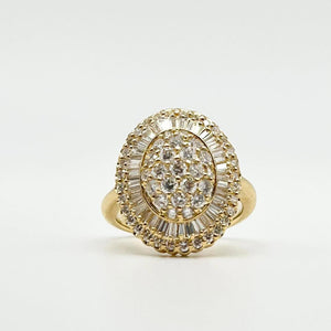 K18 Yellow Gold Oval Cluster Diamond Ring