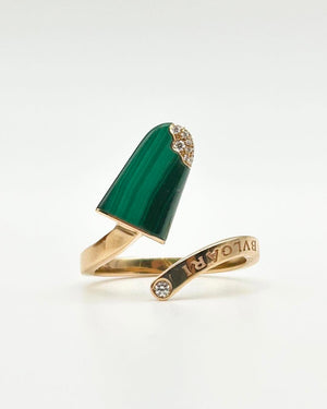 The Bvlgari Gelati Malachite & Diamond Ring in 750 Rose Gold
