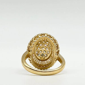 K18 Yellow Gold Oval Cluster Diamond Ring