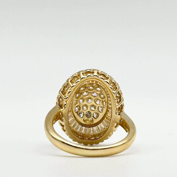 K18 Yellow Gold Oval Cluster Diamond Ring