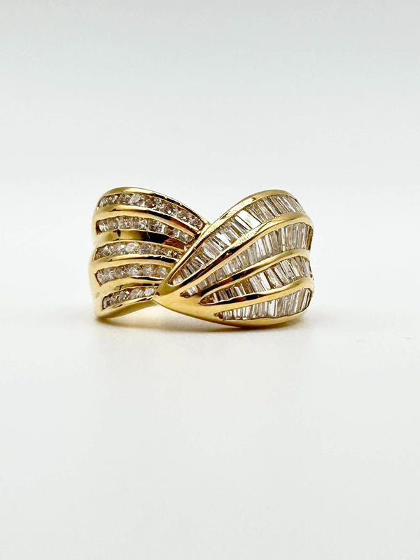 K18 Yellow Gold Multi-Stone Diamond Wide Band Ring